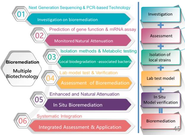 Soil and groundwater biological remediation combined with geological technology